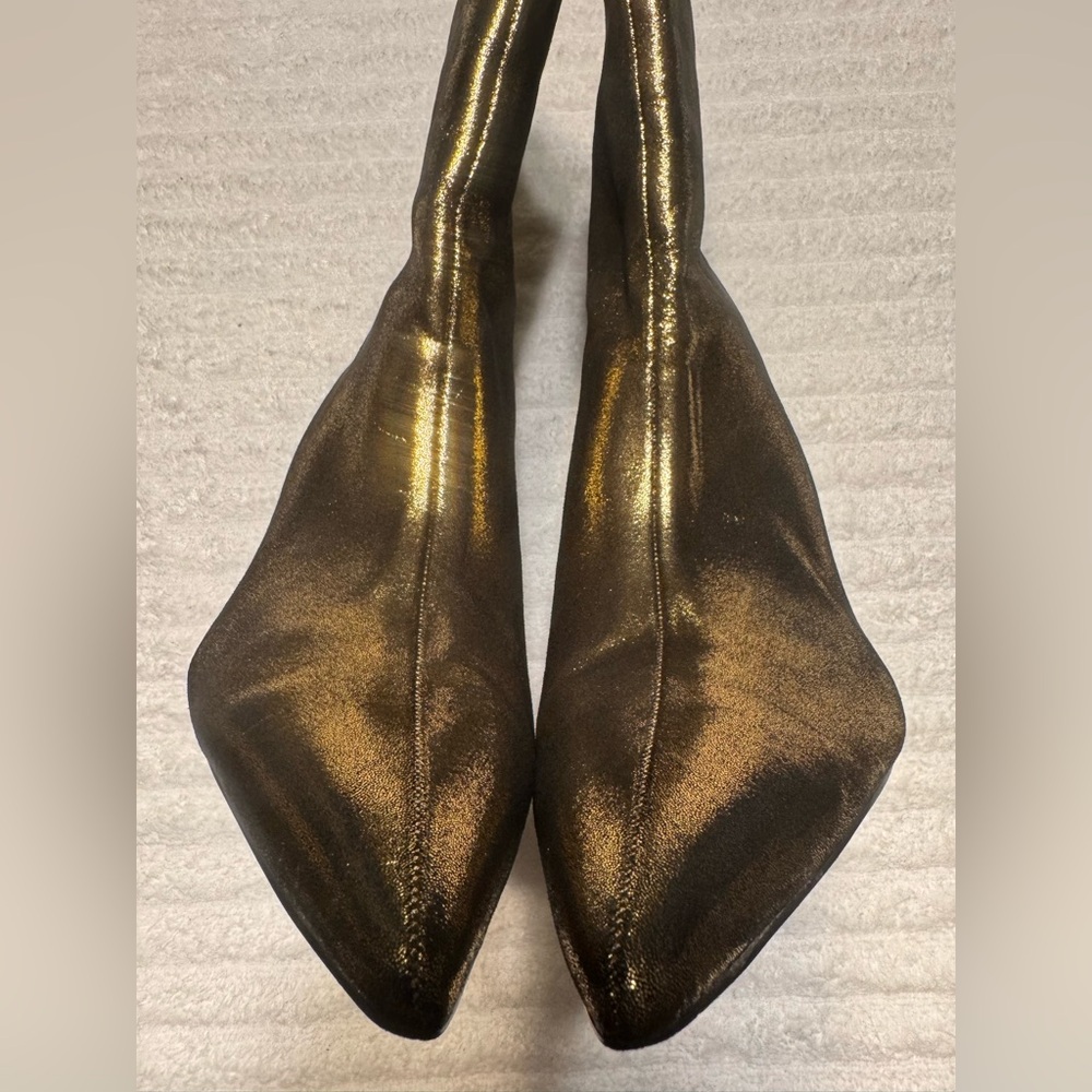ZARA METALLIC THIN HEEL ANKLE BOOTS IN GOLD . SIZE 10/41 - Picture 13 of 15